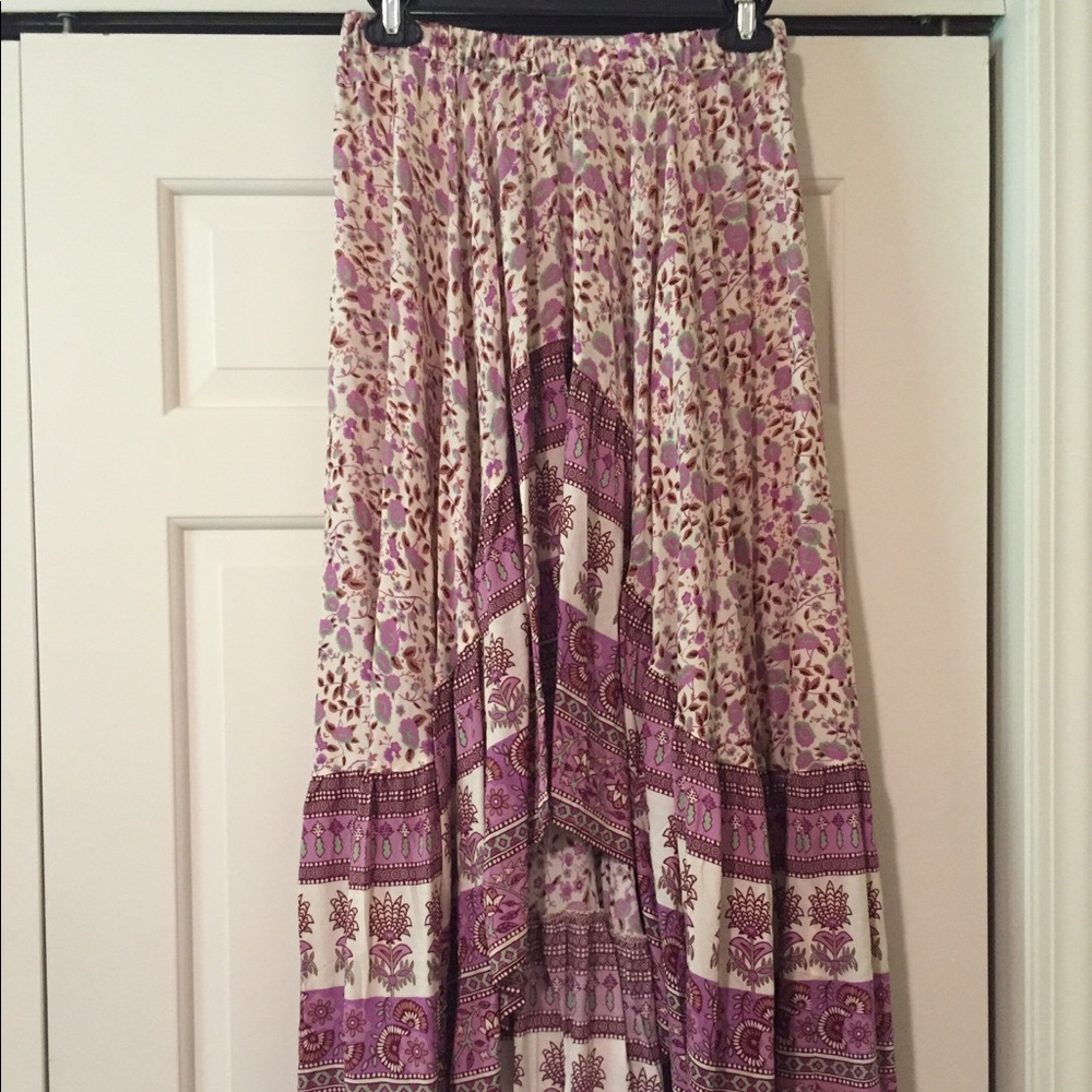 Spell Purple and Cream High Low Skirt